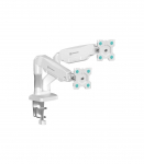 ONKRON G-160-W Swivel and tilt desk mount for two 13-32" monitors, max. 8 kg, with rotation, white