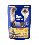 OptiVital szarpane kawałki dla kota z kurczakiem w sosie 85g