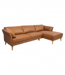 Nurgadiivan COLLINS PN 295x88/159xH83cm, konjakipruun nahk