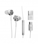 Maxell XC1 USB-C wired headphones with USB-A adapter white
