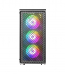 Mars Gaming MC-F Black, ATX Gaming Semitower, Full Tempered Glass Window, Metal-Mesh Front, 4x 120mm ARGB Fans
