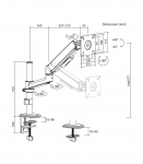 Ergo Office Monitor Mount/Hanger, Gas Spring, 17"-32", 1-10 kg, Matte White, Max. VESA 100x100, ER-691 W