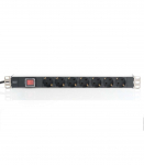 Power strip PDU 19 inches, 1U, 7 sockets, power: 16A, 4000W, aluminum, switch, 2m
