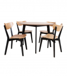 S&ouml;&ouml;gilauakomplekt ROXBY &uuml;mar laud D105xH76cm, 4 tooli (AC85660), tamm/must