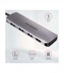 I/O HUB USB-C 5IN1/0.2M HMC-HCR3A AXAGON