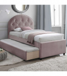 Voodi LARA 90x200cm, kahe madratsiga HARMONY UNO, lillakasroosa