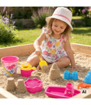 WOOPIE Sandbox Set with Boat and Bag Accessories 9 pcs Pink Beach