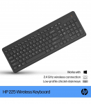HP 225 Wireless Keyboard, spill resistant - Black - US ENG