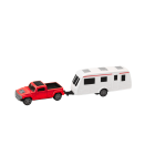 Set of Metal Car with Camper Trailer Red