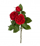 Kunstlill ROOS, 3 &otilde;ienupuga, H70cm, punane