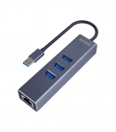 Savio AK-57 USB-A - 3 x USB-A HUB with RJ-45 Gigabit Ethernet adapter 5000 Mbit/s grey USB 3.2 Gen 1 (3.1 Gen 1) Micro-B