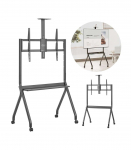 Maclean TV stand / cart, camera shelf, on casters, 55-100", max load 120kg/10kg shelf, max. VESA 900x600, black, MC-114