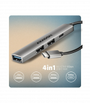 AXAGON ALU STRIP USB-C 4 port hub HUE-STC