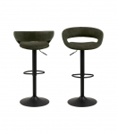 Baaritool GRACE 54,5x48,5xH104cm, iste ja seljatugi: kangas, v&auml;rvus: oliiviroheline, jalg: must