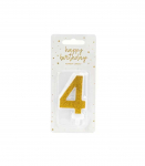 PartyDeco tordik&uuml;&uuml;nal, kuldne, 7 cm, number 4