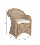 Tugitool KATALINA 64x64xH85cm, naturaalne rotang