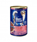 OptiVital puszka -soczyste kawałki dla dorosłych ps&oacute;w z wołowiną oraz dziczyzną w sosie 1250g