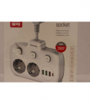 SALE OUT. ColorWay CW-CHE24PDW Power Socket: 2xEU plugs/3xUSB-A/1xUSB-C White 2.5M ColorWay Power Socket CW-CHE24PDW