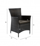 Tool WICKER-1 61x58xH86cm, tumepruun, terasraam, plastikpunutis