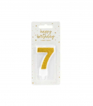 PartyDeco tordik&uuml;&uuml;nal, kuldne, 7 cm, number 7