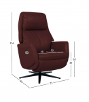 Tugitool DAMIANO elektriline recliner 72x84xH116cm, tumepunane nahk