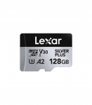 Set of 2 Lexar High-Performance Silver Plus microSDXC 2x128GB memory cards + adapter