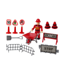 Fire Brigade Set Crane Road Signs Firefighter