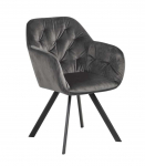 Tool LOLA 57,5x61,5xH81,5cm, p&ouml;&ouml;rlev, materjal: kangas, v&auml;rvus: tumehall, jalad: must metall