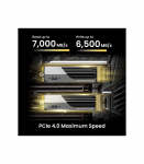 Silicon Power SP01KGBP44XS75S5 XS75 SSD, 1 TB, M.2, PCIe Gen 4x4, DRAM-Less, 3D NAND, 7000 MB/s