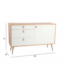 Kummut HELENA WHITE 120x40xH75cm, MDF naturaalne/valge