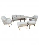 Aiam&ouml;&ouml;blikomplekt MALISE laud, diivan, 2 tugitooli ja 2 tumbat, beež