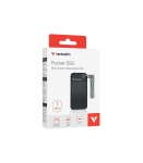 Verbatim 32190 Pocket SSD Black/Grey, 1 TB, USB Type-C, 3.2 Gen 2, 1000 MB/s, 10 Gbit/s, Black, Grey