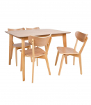 S&ouml;&ouml;gilauakomplekt ROXBY laud 120x80xH76cm, 4 tooli (AC91520 ), tamm