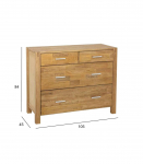 Kummut CHICAGO NEW 4 sahtliga, 105x45xH84cm, puit: tammespoon, v&auml;rvus: naturaalne