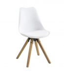 Tool DIMA 44x42xH85cm, iste: kunstnahk, seljatugi: plastik, v&auml;rvus: valge, jalad: kummipuu, viimistlus: tammepeits