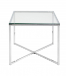 Abilaud CROSS 50x50xH45cm, karastatud klaas, kroomitud teras