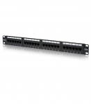 Digitus Patch Panel DN-91524U Black Category: CAT 5e Ports: 24 x RJ45 Retention strength: 7.7 kg Insertion
