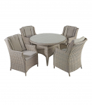 Aiam&ouml;&ouml;blikomplekt PACIFIC 4-tooliga (10494) D120xH75cm, alumiiniumraam plastikpunutisega, v&auml;rvus: hallikasbee˛