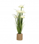 Kunstlill IN GARDEN H70cm, valge kr&uuml;santeem, rohuk&otilde;rred potis
