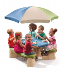 STEP2 piknikulaud p&auml;ikesevarjuga ja pinkidega