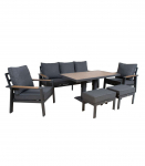 Aiam&ouml;&ouml;blikomplekt PARKER laud, diivan, 2 tugitooli ja 2 tumbat, hall