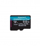 Kingston SDCG4/512GB Canvas Go Plus Gen4 MicroSD + Adapter, 512GB, Class 10, UHS-I, A2 U3 V30