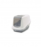 SAVIC Nestor White-Grey - Covered Cat Litter Box - 56x39x38.5 cm - 1 pc