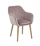 Tool EMILIA 57x59xH83cm, iste ja seljatugi: kangas, v&auml;rvus: vanaroosa, jalad: tamm, viimistlus: &otilde;litatud