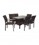 Aiam&ouml;&ouml;blikomplekt WICKER laud ja 4+2 tooli, tumepruun