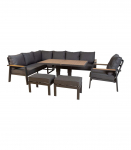 Aiam&ouml;&ouml;blikomplekt PARKER laud, nurgadiivan, tugitool ja 2 tumbat, hall