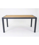 Outdoor dining table with wood texture, 150x80x74 cm