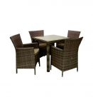 Aiam&ouml;&ouml;blikomplekt WICKER laud ja 4 tooli, tumepruun