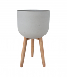 Lillepott SANDSTONE puidust jalgadega D40xH73,5cm, hall