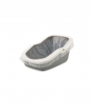 SAVIC ASEO Grey with White Rim - Open Cat Litter Tray - 56x39x27.5 cm - 1 pc.